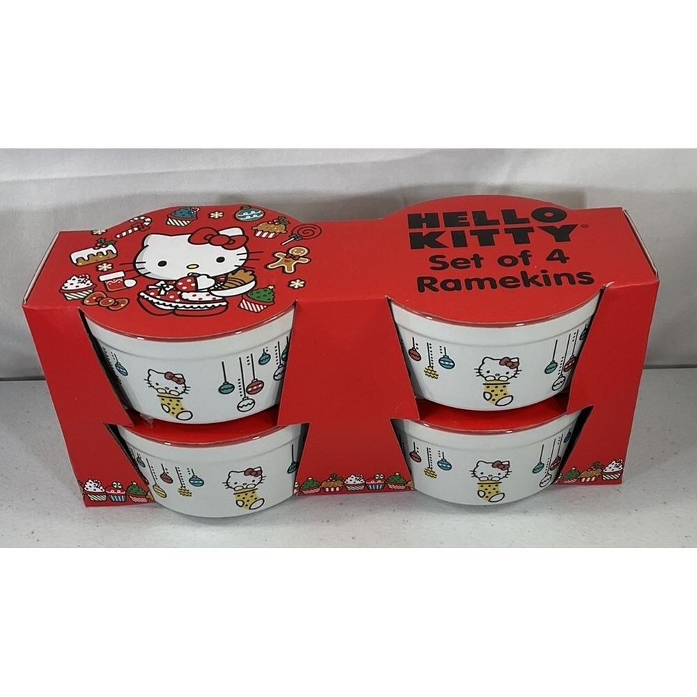 Sanrio Hello Kitty Christmas Ornaments Holiday Set Of 4 Baking Ramekins